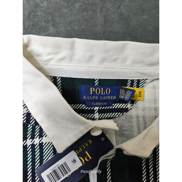 Ralph Lauren Polo Shirt Mens XXL Rugby Style Plaid Tartan Preppy Long Sleeve NWT - Picture 2 of 8